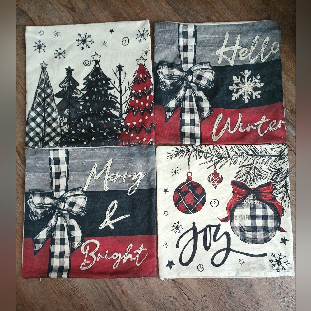 Christmas Pillow Covers 4pc Set 18x18